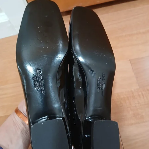 Black SALVATORE FERRAGAMO Labelle Nero Patent calf Leather Crossover 5.5B Shoes - Picture 8 of 12